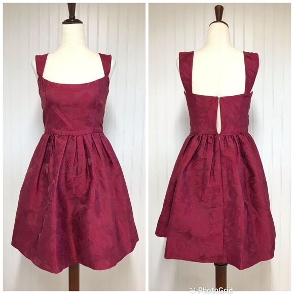 SACHIN X BABI Burgundy Fit & Flare Mini Dress Sleeveless Cocktail Size 0 New - Picture 2 of 13